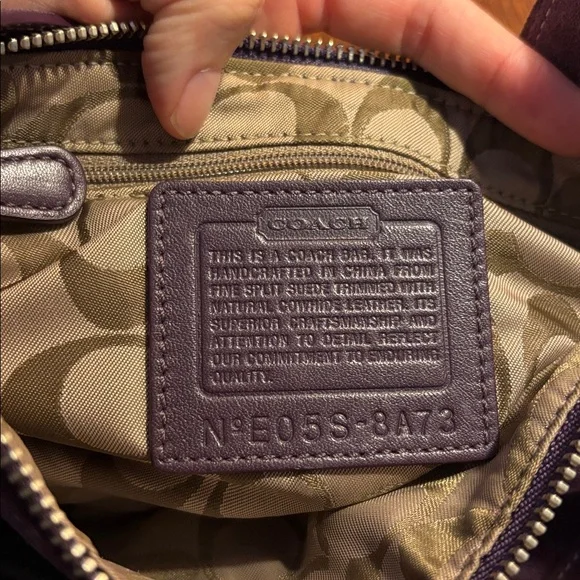 Coach Y2K Hamptons Demi Baguette Shoulder Bag purple Suede Vintage Used - Picture 5 of 6